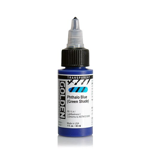 Golden High Flow Acrylic Paint 1oz_Transparent Phthalo Blue GS